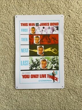 Vintage James Bond 'You Only Live Twice' Poster Tin Print - White